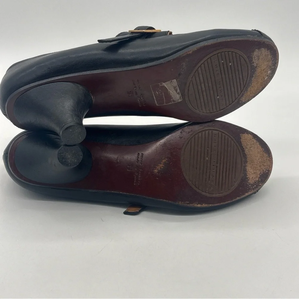 Chie Mihara Retro Black Buckle Leather Pumps Heels Women’s EU 39 US 9 - Picture 13 of 16